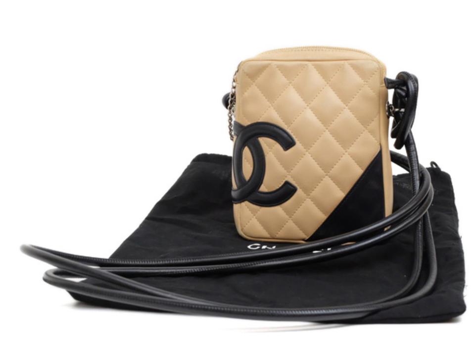 Chanel Cambon Cc Ligne Quilted Bicolor Cross Body 234391 Black X Beige Calfskin Leather Messenger Bag Chanel Buy at TrueFacet