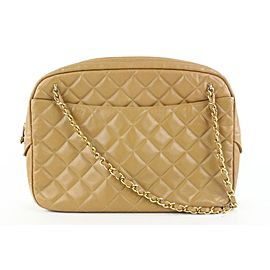 Chanel Light Brown Tan Quilted Leather Camera Bag 945cas416