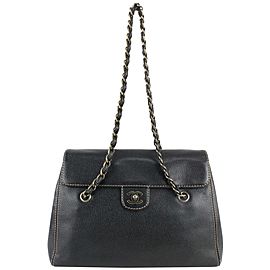 Chanel Black Caviar Leather Chain Flap Bag 119c40