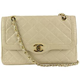 Chanel Limited Two-Tone Paris Edition Beige Classic Flap 1220c43