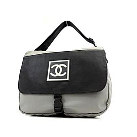 Chanel Messenger Jumbo Bicolor Cc Sports Logo Flap 234197 Grey Canvas Cross Body Bag
