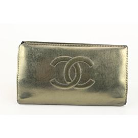 Chanel Metallic Dark Gold Long Flap Wallet 122c3