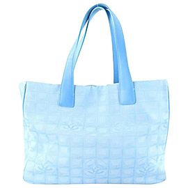 Chanel New Line Mm Shopper 223273 Blue Nylon Tote