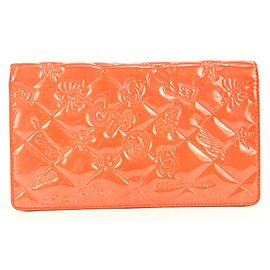 Chanel Orange Embossed Charms Patent Quilted Long Flap Wallet 218ccs210
