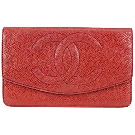 Chanel Red Caviar CC Logo Timeless Wallet 128c47