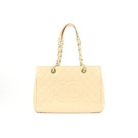 Chanel GST Beige Caviar Leather Grand Shopping Tote Chain Bag 10ccs114