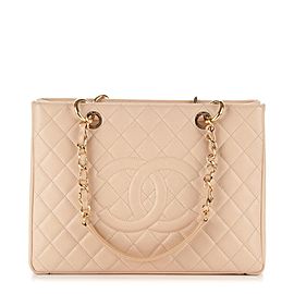 Chanel Shopping Tote Grand Gst 2ck0107 Beige Caviar Leather Shoulder Bag