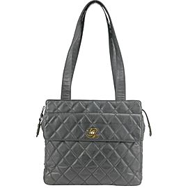 Chanel Black Quilted Vinyl Flap Pocket Tote Bag 856220