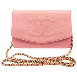Chanel Wallet on Chain Cc Logo Flap 232272 Pink Caviar Leather Cross Body Bag