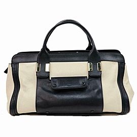 Chloé Duffle Bicolor Boston 870654 Black Leather Weekend/Travel Bag