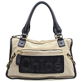 Chloé Chloé Duffle Logo Boston 868763 Beige Canvas Satchel
