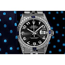 Rolex 31mm Datejust Black Dial with Sapphires & Diamonds Stainless Steel Ladies Watch