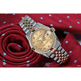 Women's Rolex 31mm Datejust Champagne Dial with Roman Numerals Two Tone Jubilee Watch