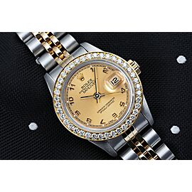 Ladies Rolex 26mm Datejust Diamond Bezel Two Tone Watch