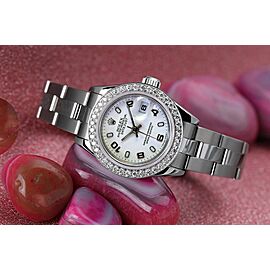 Rolex Datejust SS Oyster Bracelet & Diamond Bezel White Arabic Dial