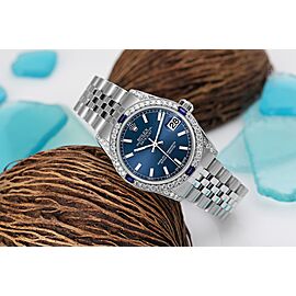 Rolex Datejust Blue Stick Dial Bezel with Sapphires and Diamond Lugs
