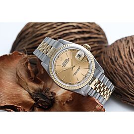 Women's Vintage Rolex Datejust Two Tone Champagne Stick Dial