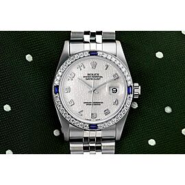 Rolex 31mm Datejust Ivory Arabic Dial with Diamond & Sapphire Bezel SS Ladies Watch
