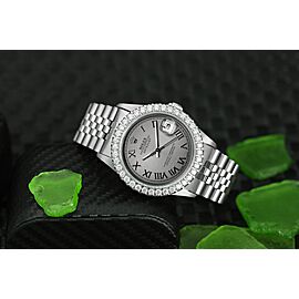 Rolex Datejust 36mm Diamond Bezel Grey Roman Dial Jubilee Bracelet Watch