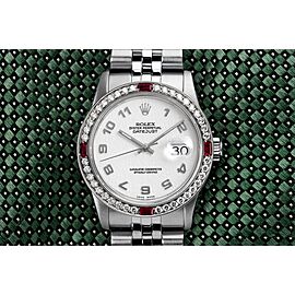 Rolex Datejust Ivory Arabic Dial with Diamond & Sapphire Bezel SS Ladies Watch