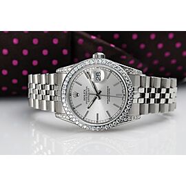Rolex Datejust Custom Diamond Bezel & Lugs Silver Index Dial Stainless Steel Ladies Watch