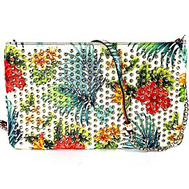 Christian Louboutin Clutch Loubiposh Floral Mosaic 10loub528 Multicolor White Leather Cross Body Bag