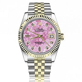 Rolex 36mm Datejust Pink Flower Mother of Pearl Dial with Baguette & Round Diamonds Jubilee