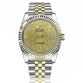Rolex Oyster Perpetual Datejust 36mm Discreet Jubilee Design Champagne Dial with Roman Numerals