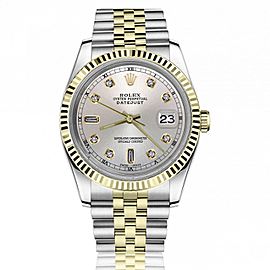 Rolex Datejust 36mm Silver Face with Diamond Numbers & Roman Numeral Track Jubilee Band