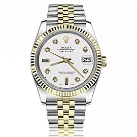 Rolex Oyster Perpetual Datejust 36mm White Dial with Diamond Markers Jubilee Two Tone Band