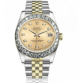 Men's never WoRN Rolex 41 mm Datejust Two Tone White MOP Mother Of Pearl Dial with Diamond Accent Hidden Clasp