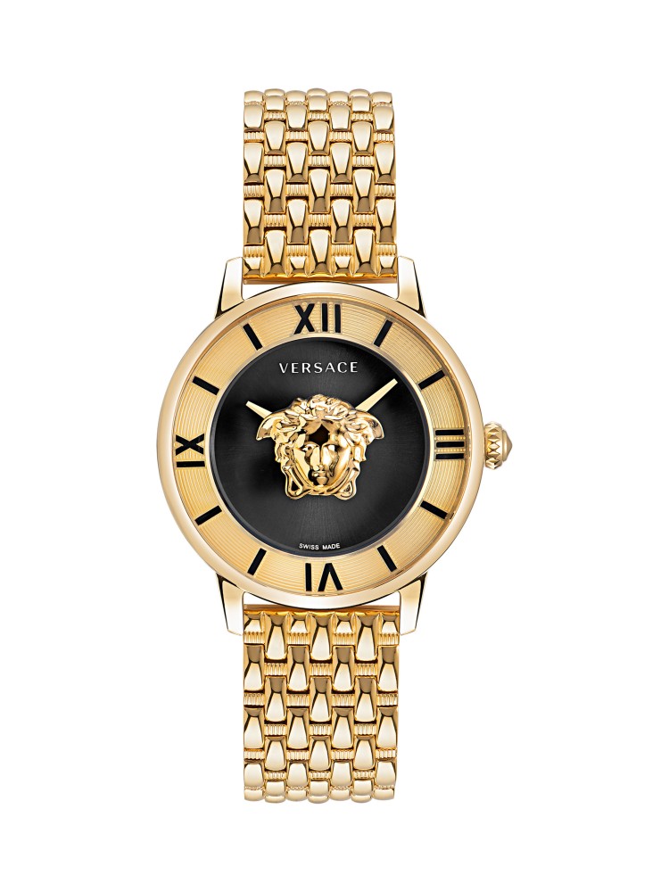 La Medusa 38MM Yellow Gold Case Black Enamel Dial Womens Watch