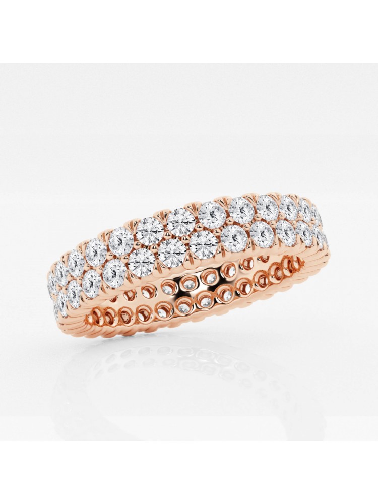 True 2.00 ctw  Round Diamond Double Row Eternity Band 14K Rose Gold