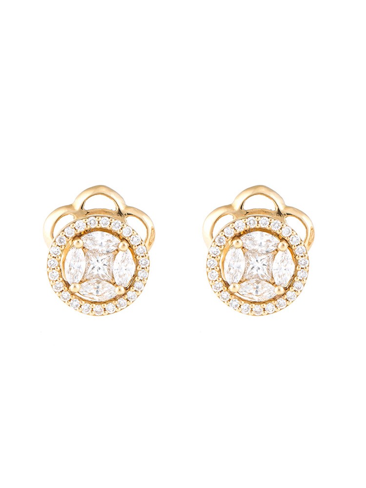 Mosaic Collection 18K Yellow Gold Diamonds Earrings