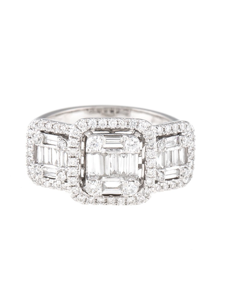 Mosaic Collection 18K White Gold Diamonds Ring