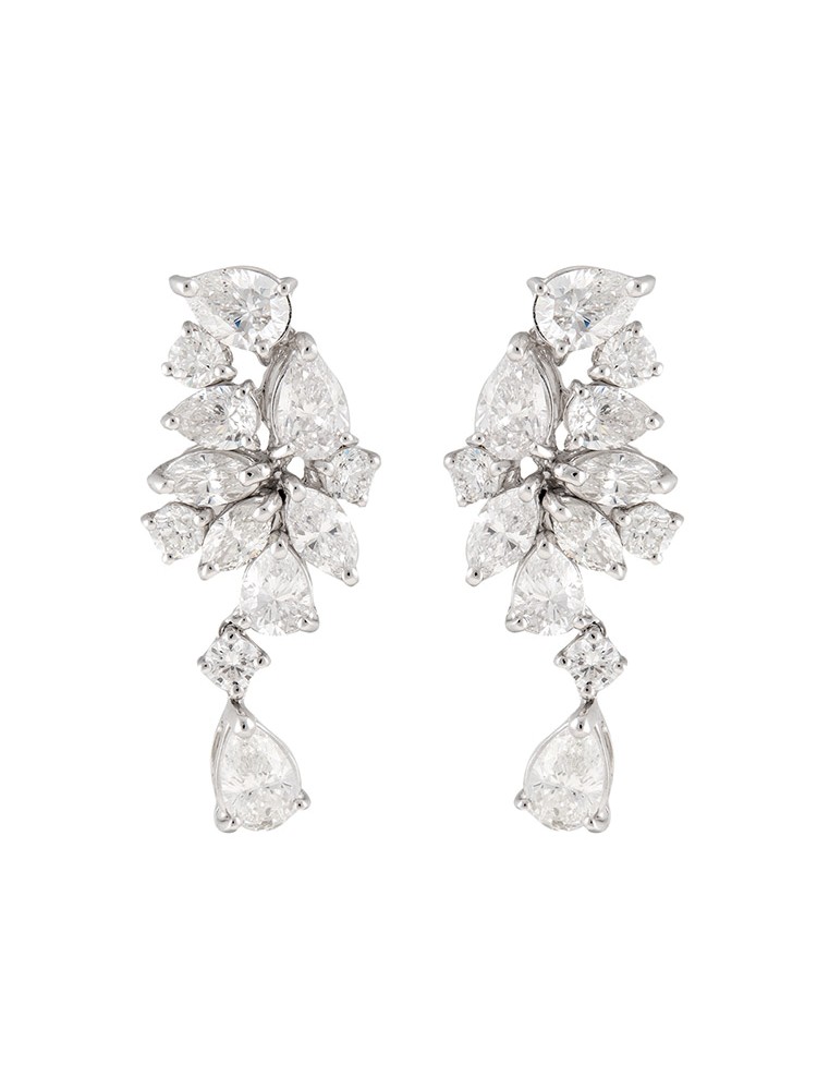 Unique Collection 18K White Gold Diamonds Earrings