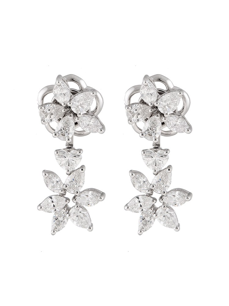 Unique Collection 18K White Gold Diamonds Earrings