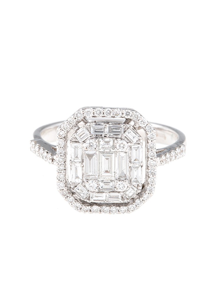 Mosaic Collection 18K White Gold Diamonds Ring