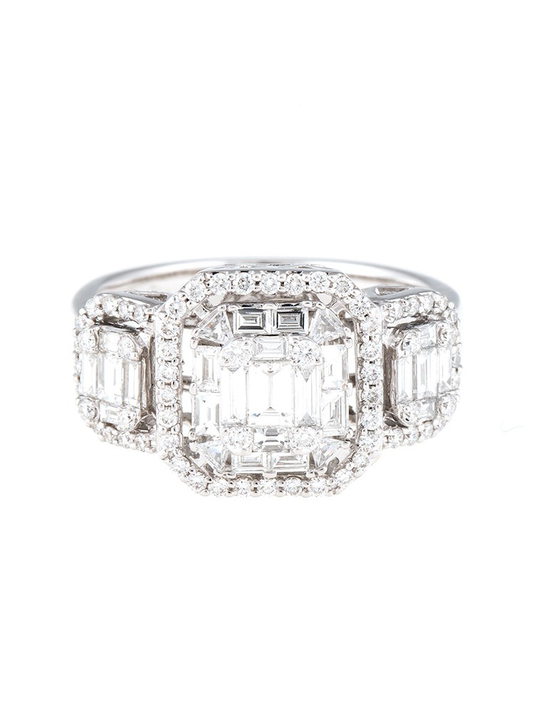 Mosaic Collection 18K White Gold Diamonds Ring
