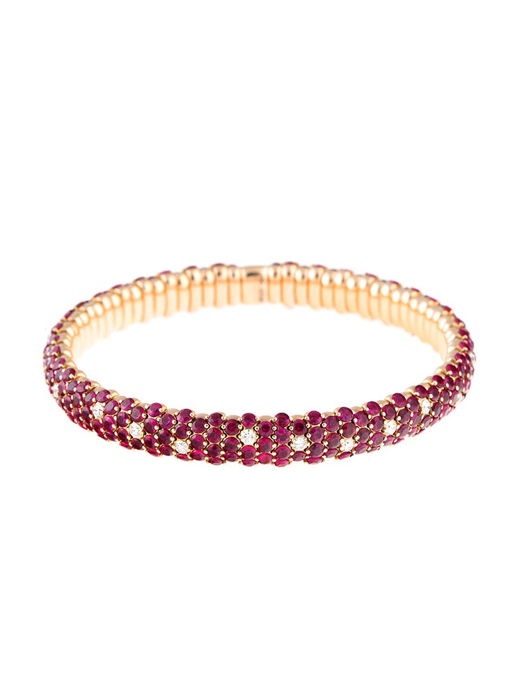 Stretch Collection 18K Rose Gold Diamonds and Rubies Bracelet