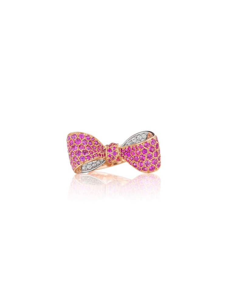 Bow Pink Sapphire & Diamond Ring 