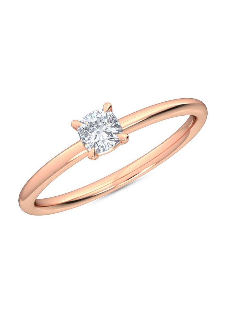 0.25 Ct Cushion Cut Petite Lab Grown Diamond Ring in 14K Rose Gold 