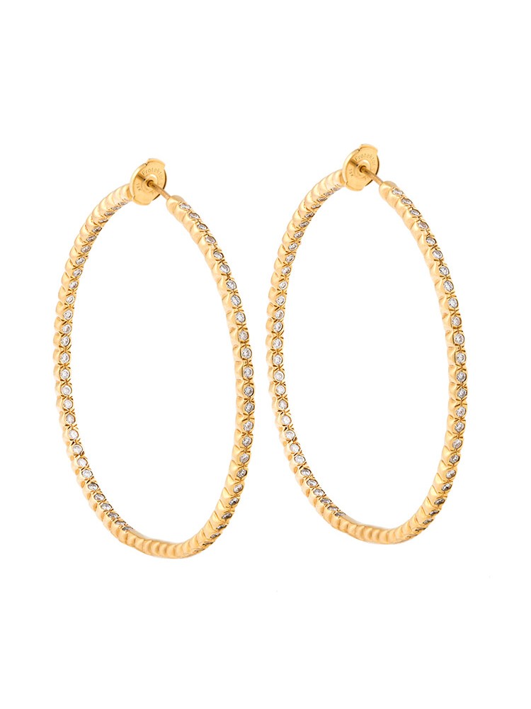 18K Yellow Gold Handset White Diamonds Jara Earrings
