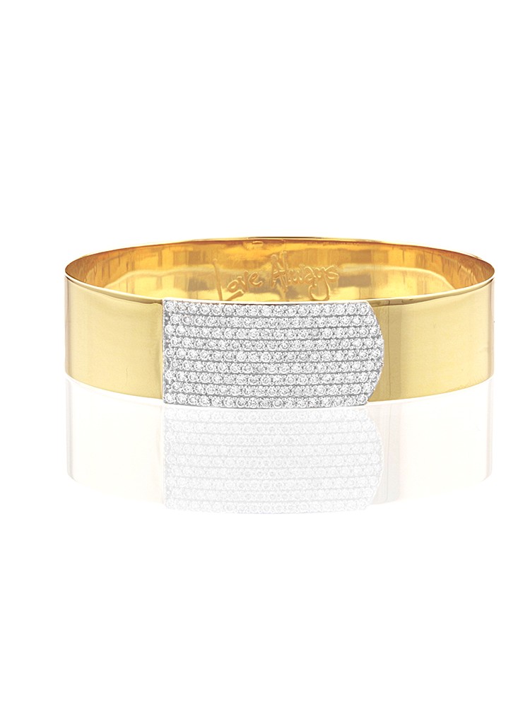 Yellow Gold and Diamond Large Strap Bracelet