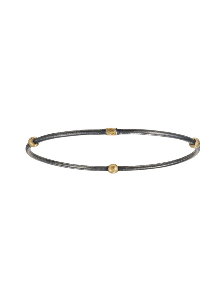 Yossi Harari Jewelry Oxidized Gilver Jane Stack Bangle