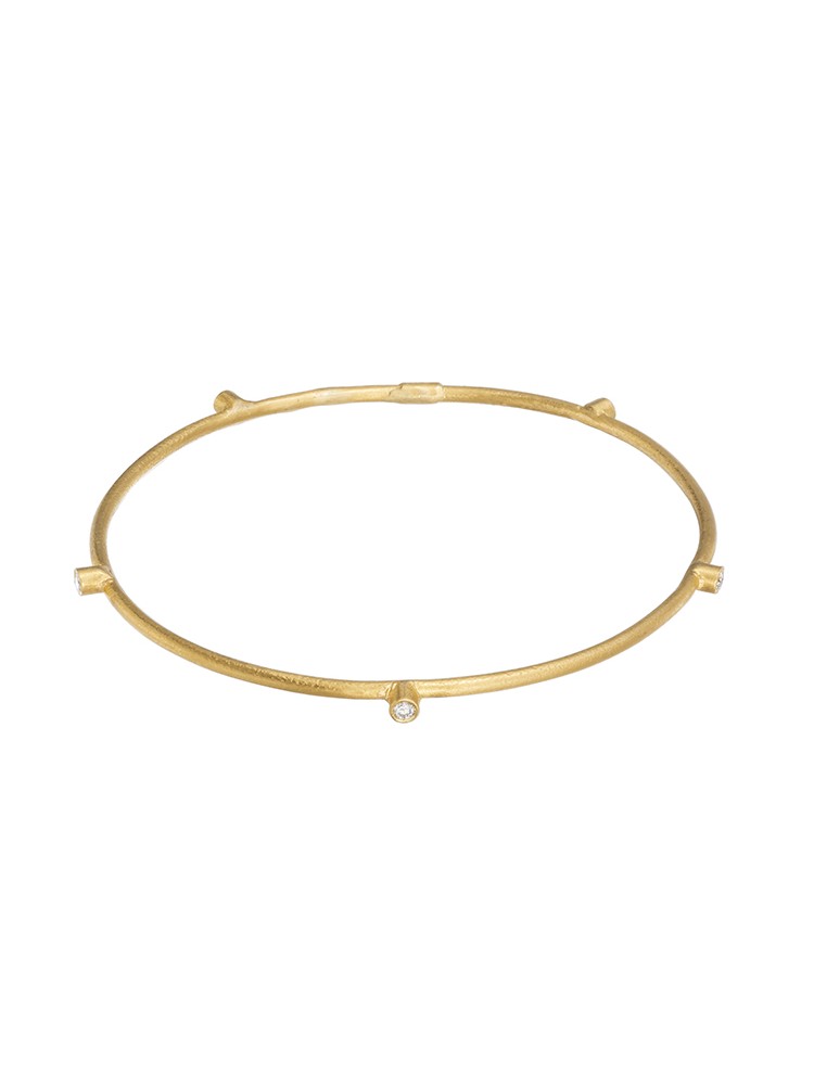 Yossi Harari Jewelry 24k Gold 5 Diamond Jane Stack Bangle