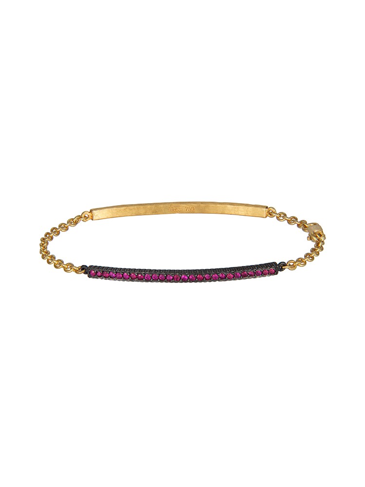 Yossi Harari Jewelry 18k Gold Ruby Lilah ID Bracelet