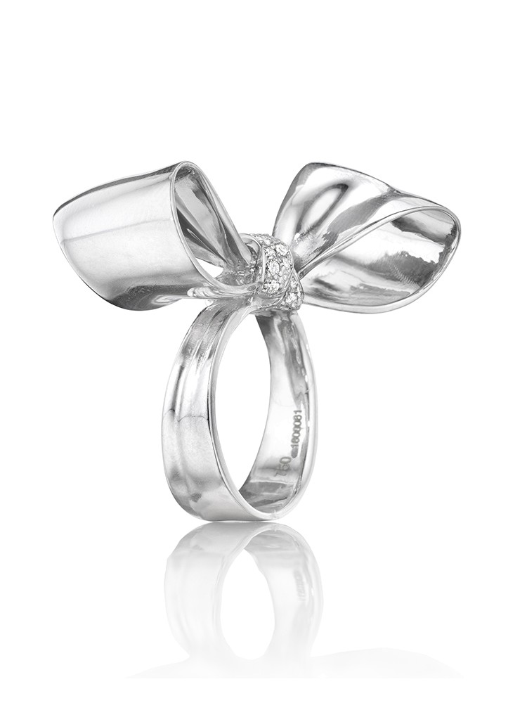 18K Gold Medium Diamond Knot Ring