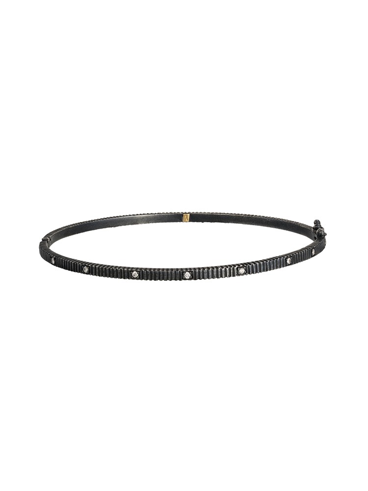 Yossi Harari Jewelry Oxidized Gilver Diamond Lilah Bangle