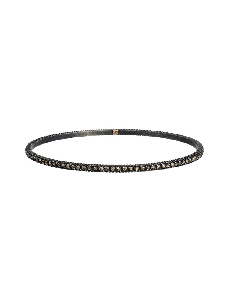 Yossi Harari Jewelry Oxidized Gilver Diamond Lilah Bangle 